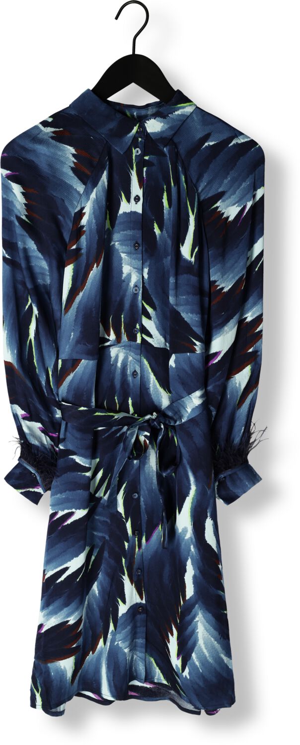 POM AMSTERDAM Dames Jurken Jada Feathers Blue Blauw