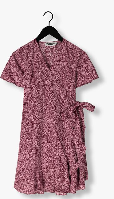 Roze COLOURFUL REBEL Mini jurk TELSI FLORAL SHORT SLEEVE WRAP DRESS - large