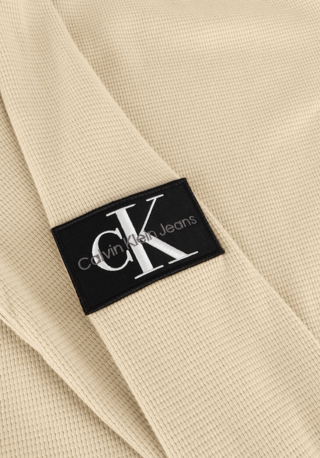 Khaki CALVIN KLEIN Sweater BADGE WAFFLES LS TEE - large