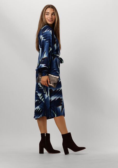 Blauwe POM AMSTERDAM Midi jurk JADA FEATHERS BLUE - large