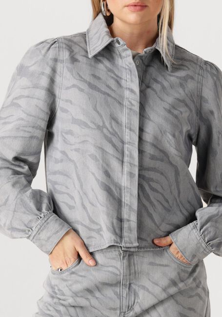 Grijze POM AMSTERDAM Blouses BLOUSE DENIM ANIMAL PRINT - large