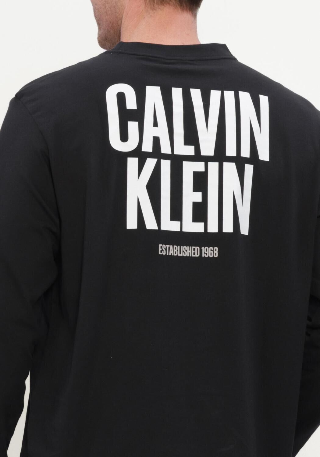 CALVIN KLEIN Heren Polo's & T-shirts Ls 30s Eu Block Front Calvin Tee Zwart
