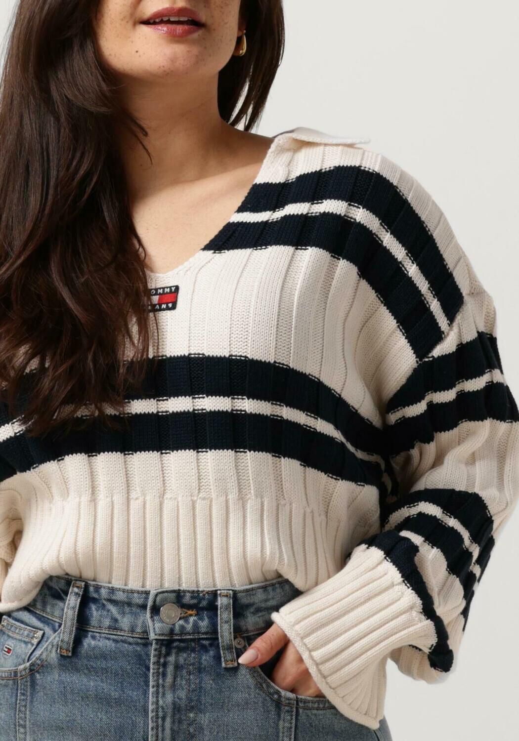 witte tommy jeans trui tjw bxy crp stripe sweater ext