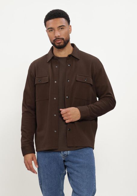 Bruine SELECTED MEN Overshirt SLHJACKIE SWEAT JACKET NOOS - large