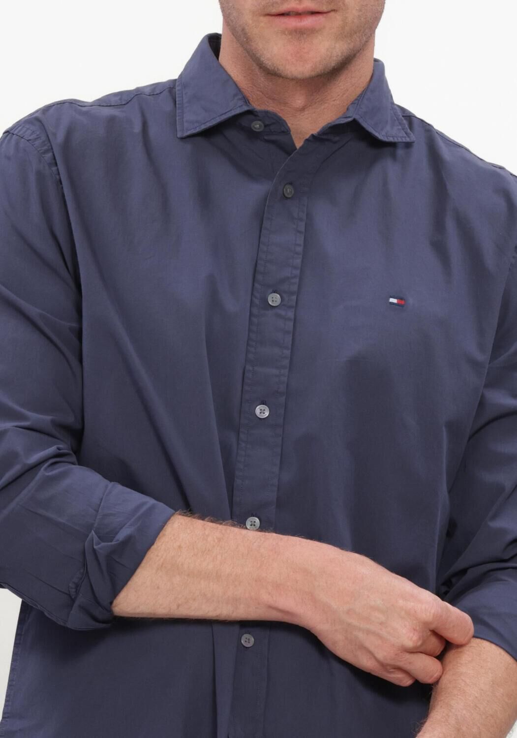 Donkerblauwe TOMMY HILFIGER Casual overhemd GMD POPLIN SEMI SPREAD RF SHT - large