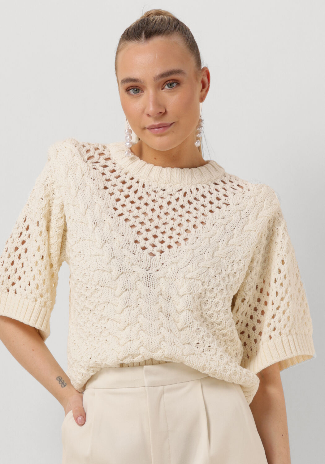 Copenhagen Muse Witte Pullover Trui Stijlvol Comfortabel Beige Dames