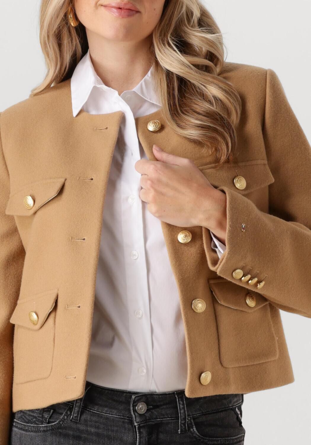 TOMMY HILFIGER Dames Jassen Crop Wool Gold Button Jacket Bruin