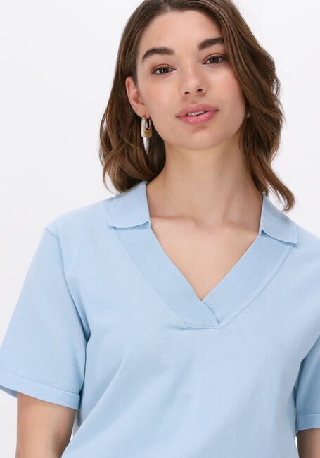 Lichtblauwe ESMÉ STUDIOS Top MAE 2/4 LOOSE POLO BLOUSE KNIT - large