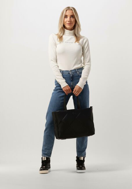 Creme CALVIN KLEIN Coltrui MONOLOGO RIB ROLL NECK - large