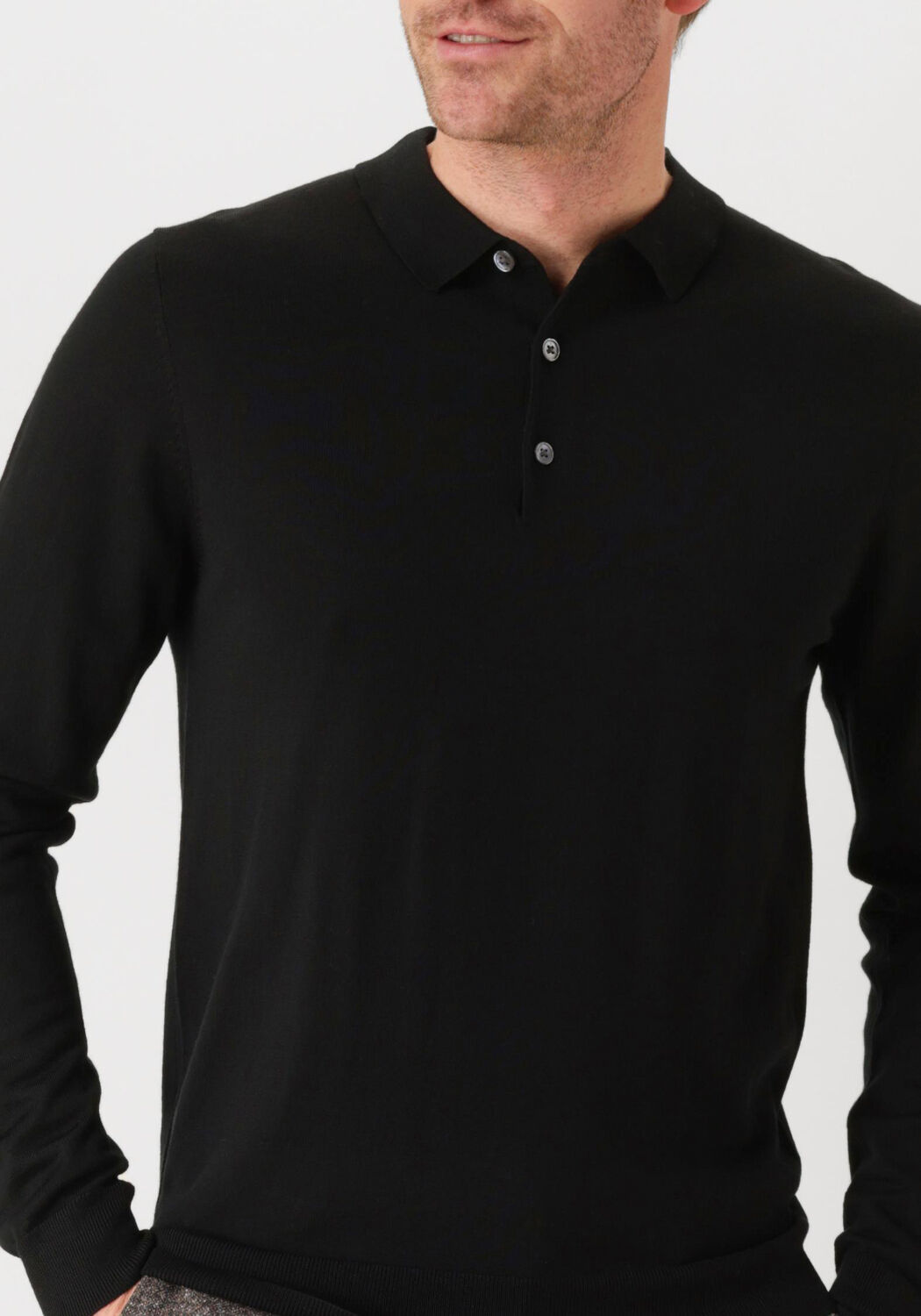 PROFUOMO Heren Polo's & T-shirts Polo Long Sleeve Zwart