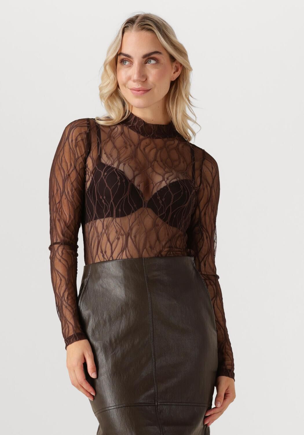 Bruine CO'COUTURE Top MERCY MESH TURTLENECK