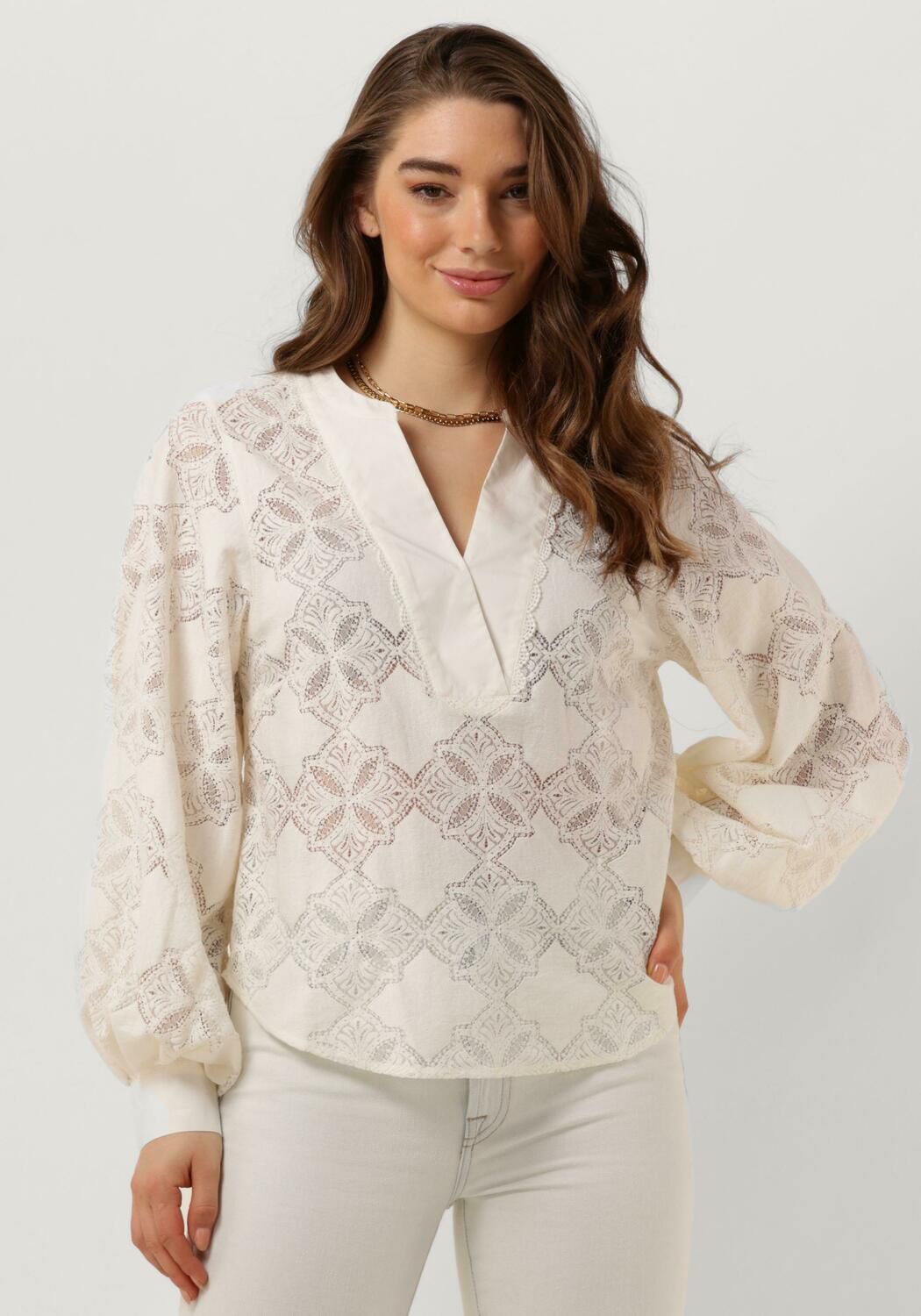 MOS MOSH Kant Ecru Blouse Dames Beige Dames