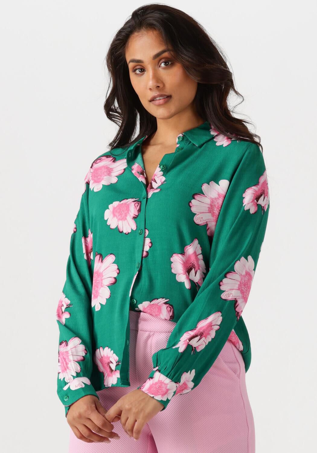 POM AMSTERDAM Dames Blouses Mila Meadow Groen