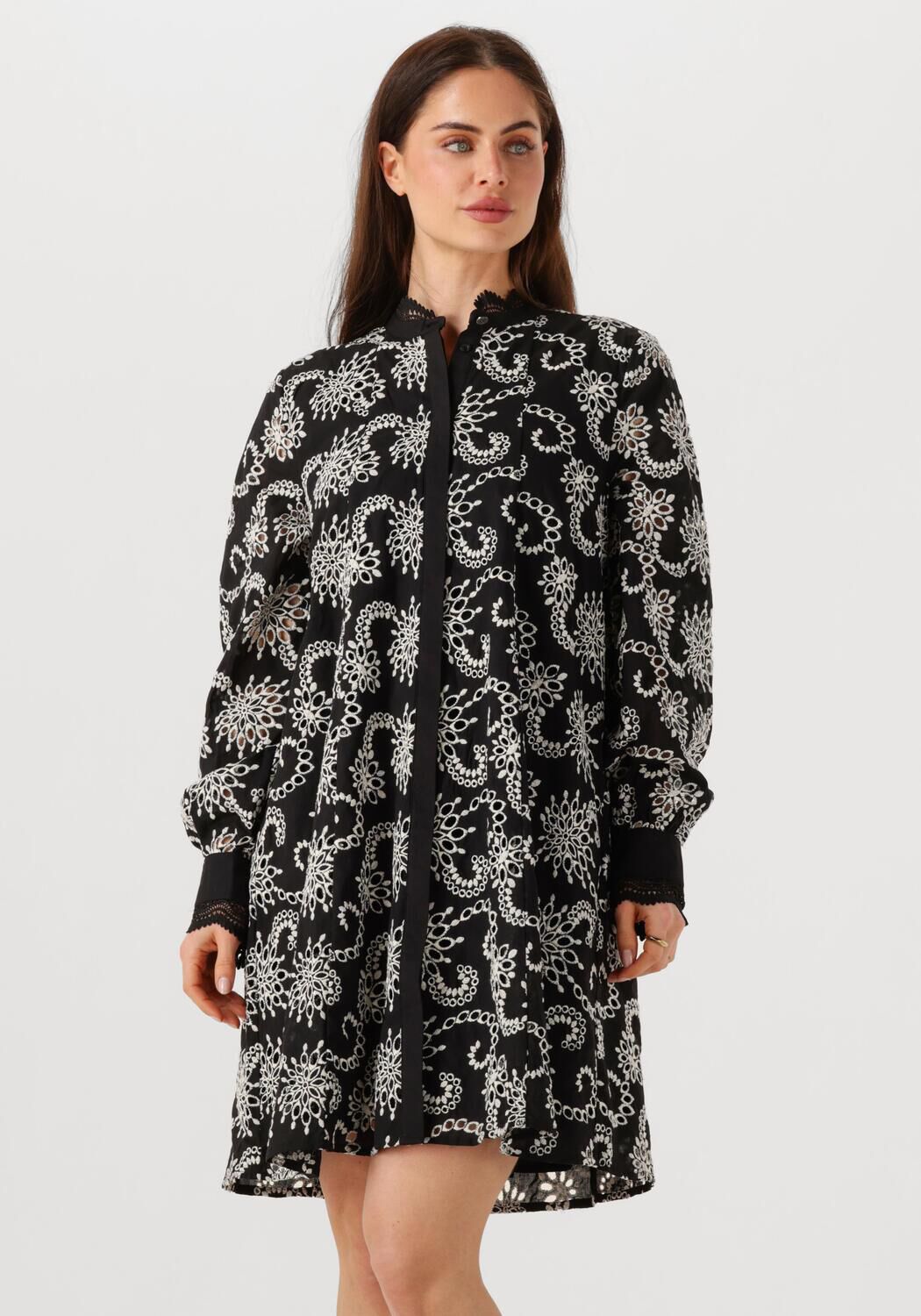 Bruuns Bazaar Elegante Zwarte Jurk met Borduurwerk Black Dames