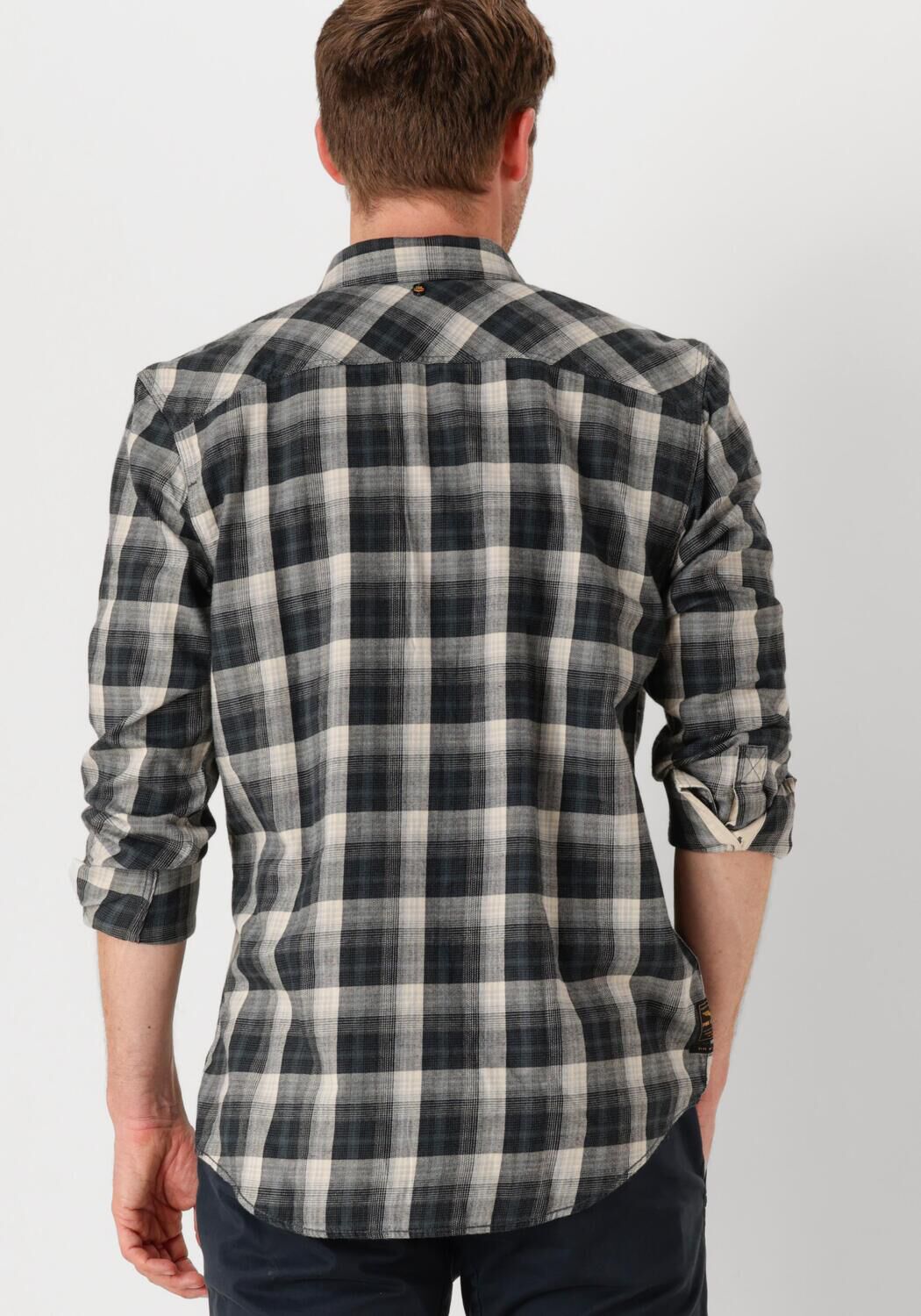 PME LEGEND Heren Overhemden Long Sleeve Shirt Twill Yarndyed Check Grijs