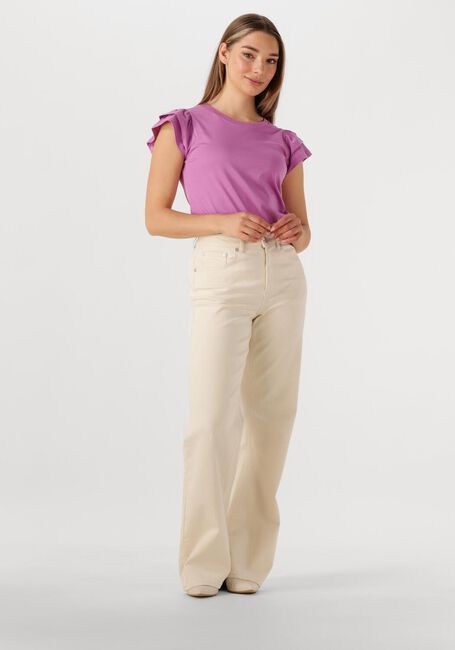 Paarse SELECTED FEMME T-shirt SLFCAMILA SS RUFFLE TEE - large