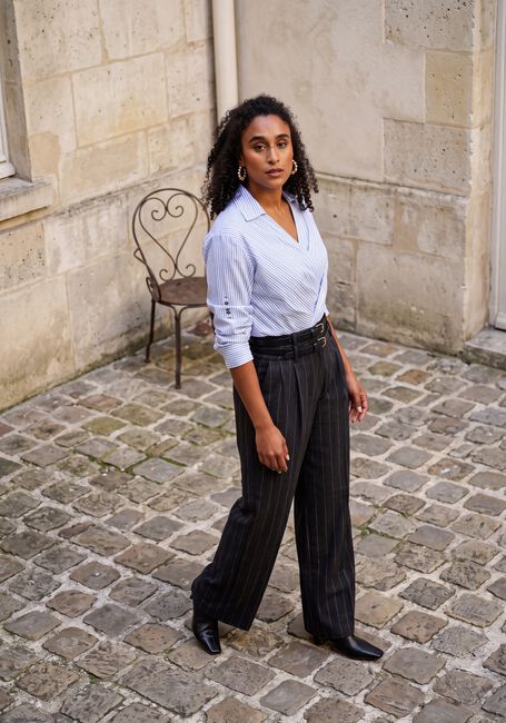 Antraciet HAUTE L'AMITI&Eacute; Wijde broek IVANNA BELT TALL PANT - large