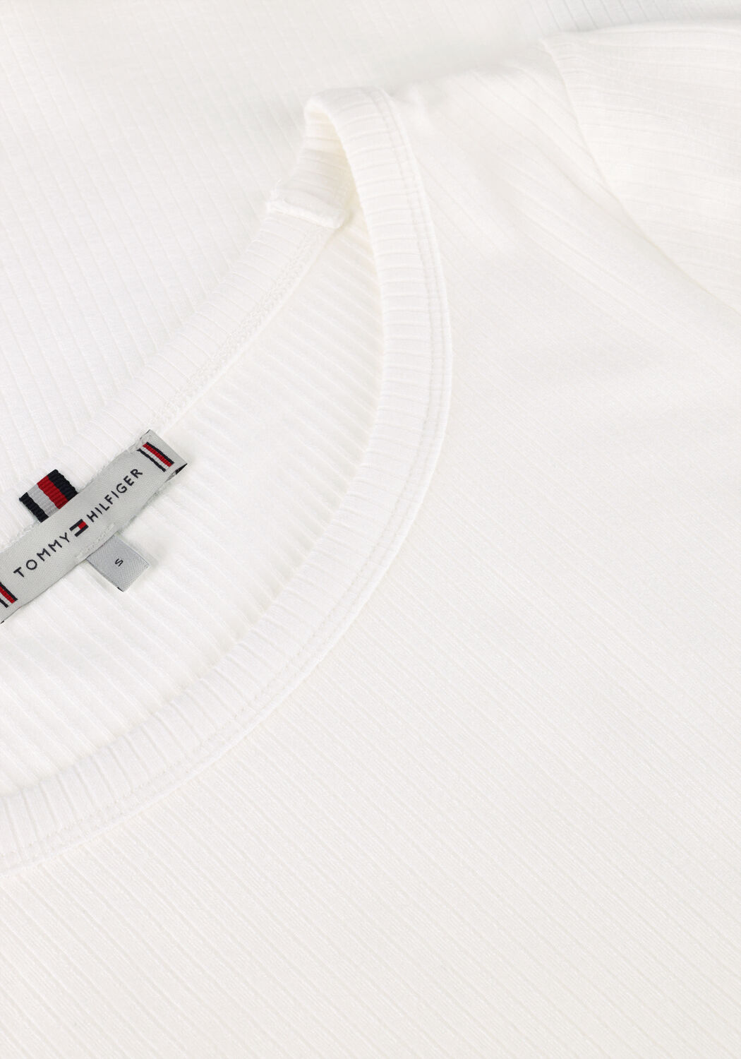 Witte TOMMY HILFIGER T-shirt SLIM 5X2 RIB C-NK SS - large