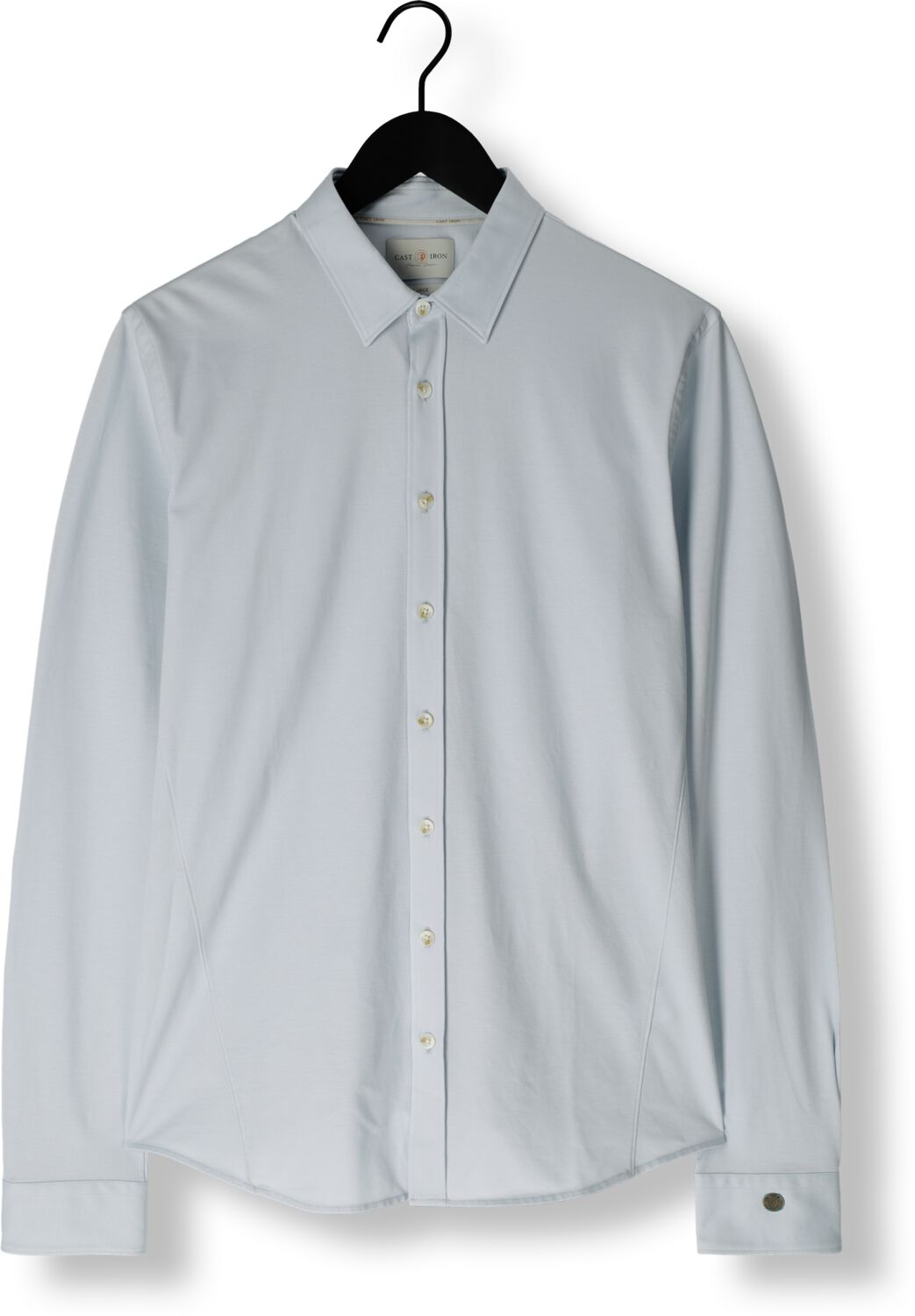CAST IRON Heren Overhemden Long Sleeve Shirt Twill Jersey 2 Tone Blauw