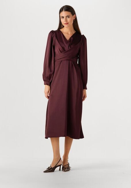 Bordeaux NEO NOIR Midi jurk RIMINI HEAVY SATEEN DRESS - large