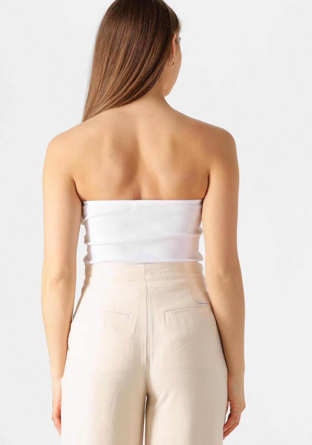 CALVIN KLEIN Dames Tops & T-shirts Woven Label Rib Sleeveless Top Wit