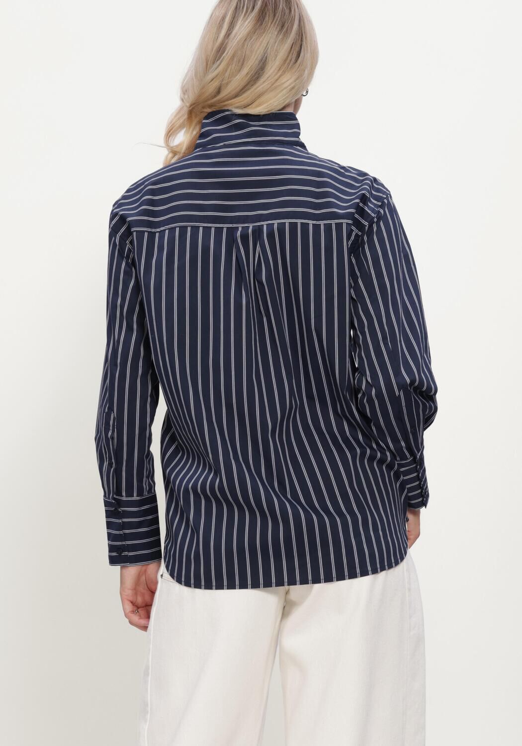 Blauwe CO'COUTURE Blouses SOMOCC STRIPE FUNNEL NECK SHIRT - large