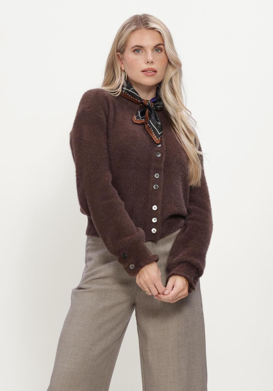 RUBY TUESDAY Dames Truien & Vesten Vivett Fluffy Knit Cardigan Bruin