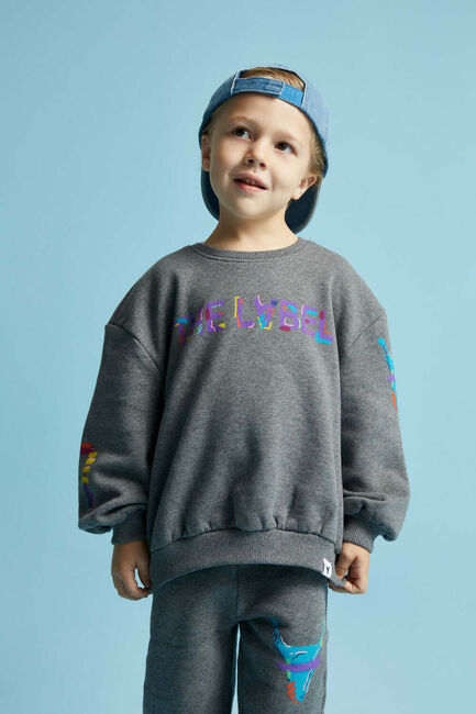 Grijze ALIX MINI Sweater KNITTED MULTICOLOUR SWEATER - large