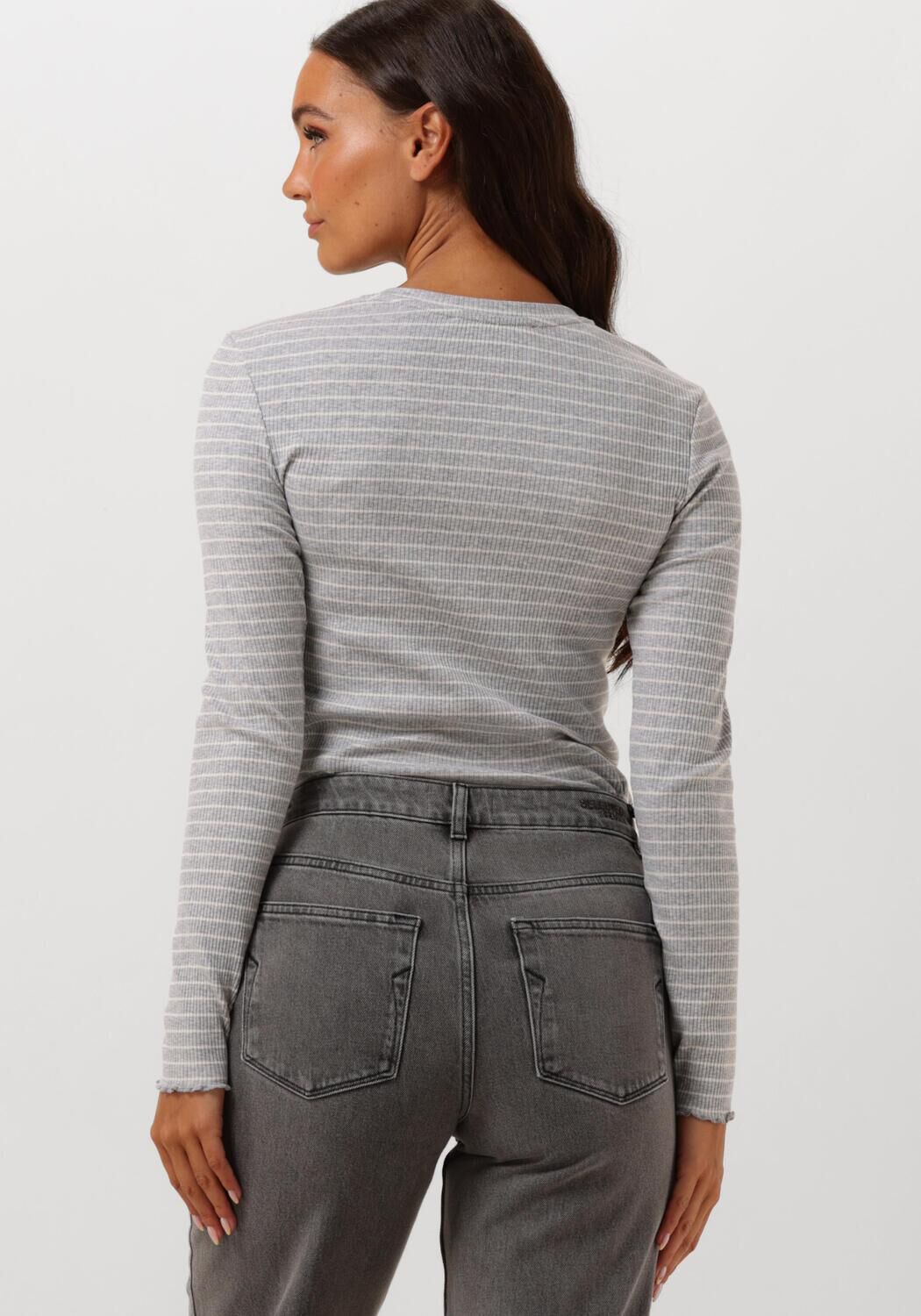 SELECTED FEMME Dames Tops & T-shirts Slfanna Ls Crew Neck Tee Str Grijs