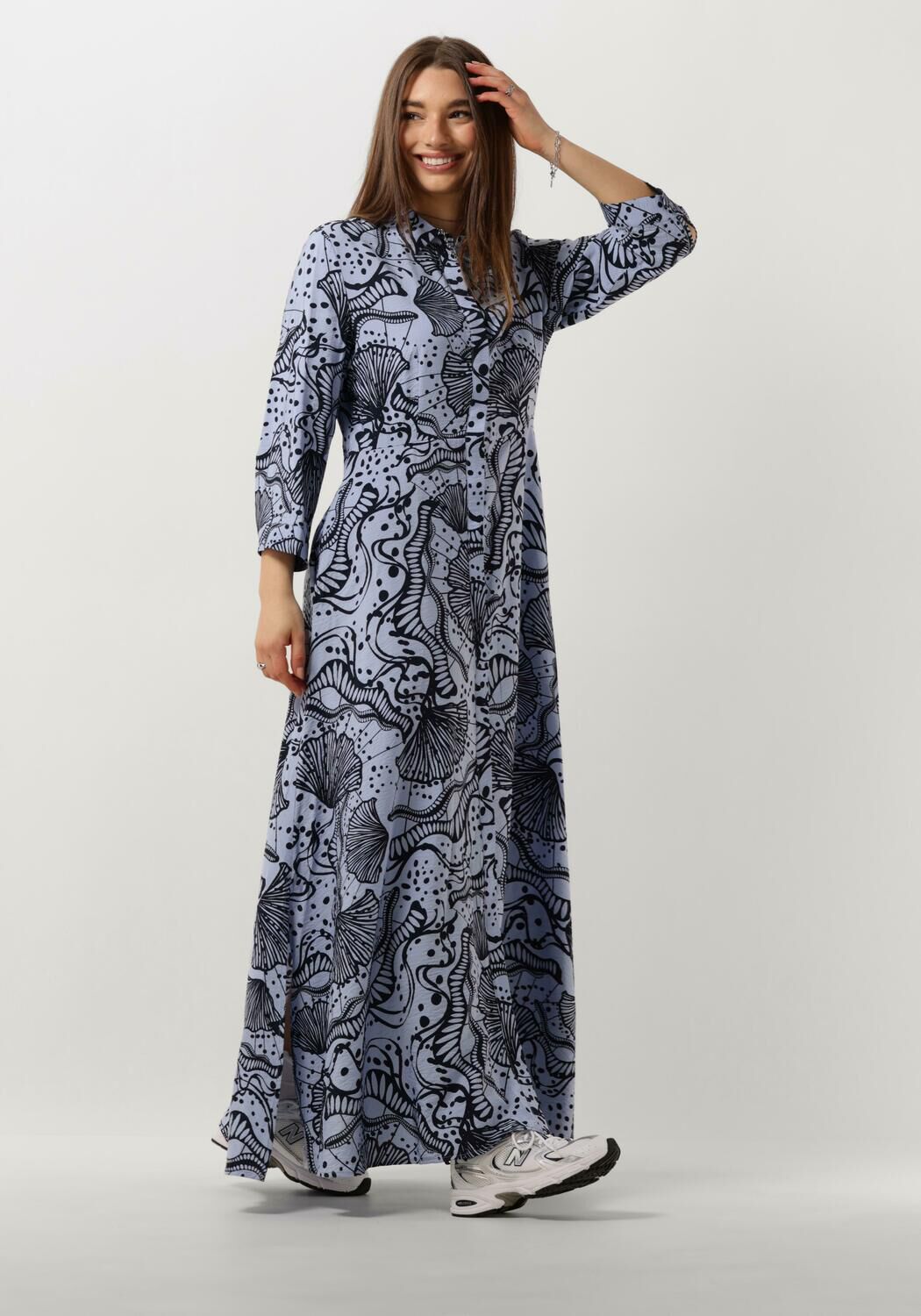 Object Blauwe Midi Overhemdjurk voor de Zomer Multicolor Dames