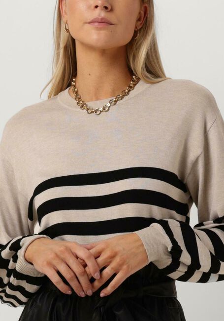 Beige MINUS Trui PERLA STRIPED KNIT PULLOVER - large