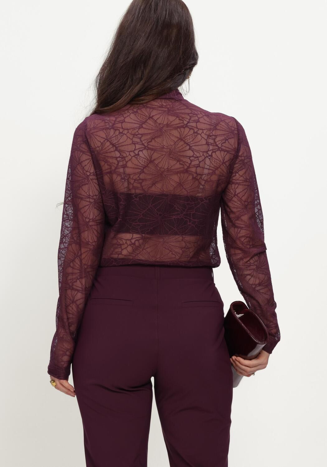Paarse STUDIO ANNELOES Top Reagan high neck lace top - large