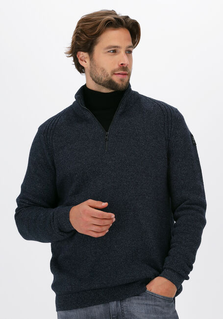 Donkerblauwe VANGUARD Trui HALF ZIP COLLAR COTTON GRINDLE - large