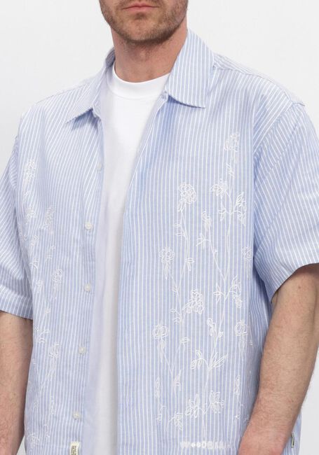 Lichtblauwe WOODBIRD Casual overhemd WBWANG OX FLOWER SHIRT - large