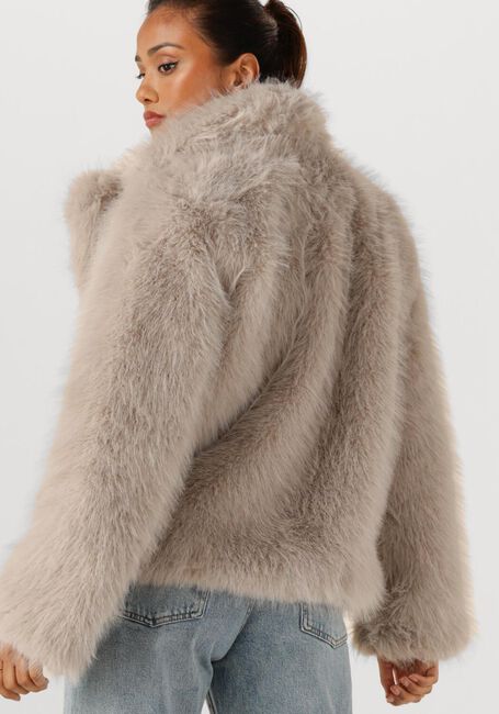 Beige OBJECT Faux fur jas OBJISADORA L/S LO HAIRY COAT - large
