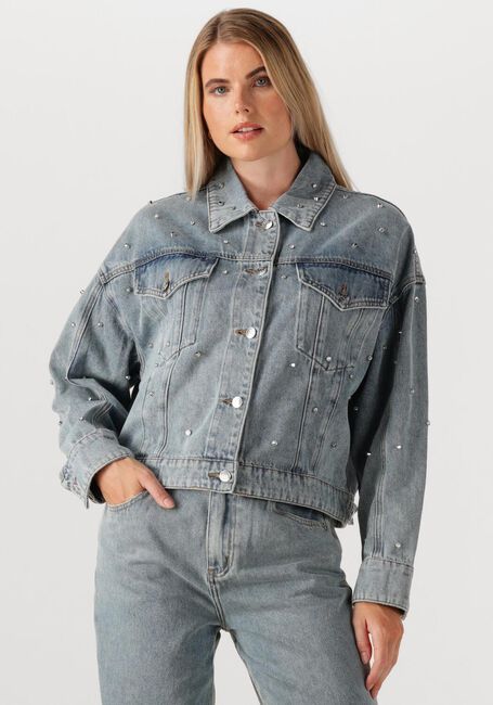 Blauwe ALIX THE LABEL Spijkerjas LADIES WOVEN EMBELLISHED DENIM JACKET - large