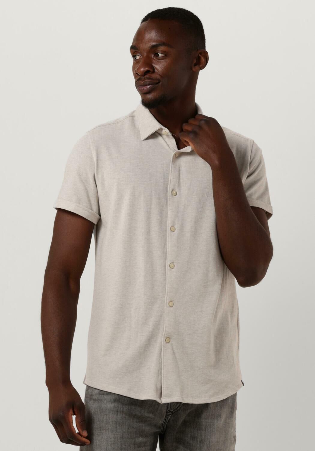 witte dstrezzed casual overhemd shirt melange pique