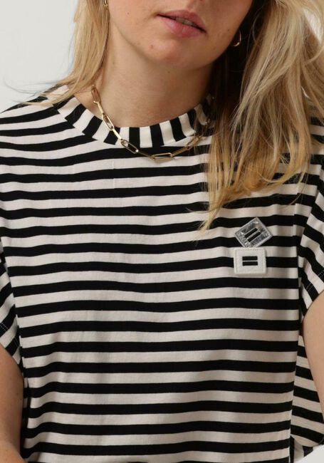 Zwarte 10DAYS Top TEE STRIPE - large