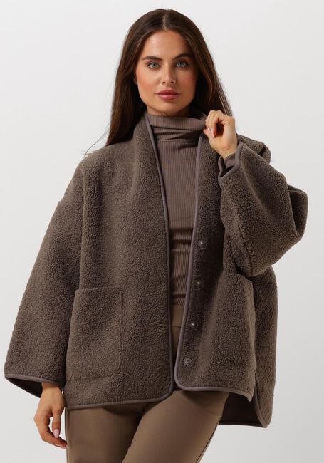 Bruine KNIT-TED Leren jas JOKO - large