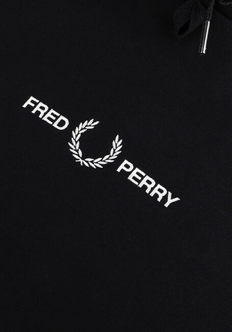 Zwarte FRED PERRY Sweater EMBROIDERED HOODED SWEATSHIRT - large