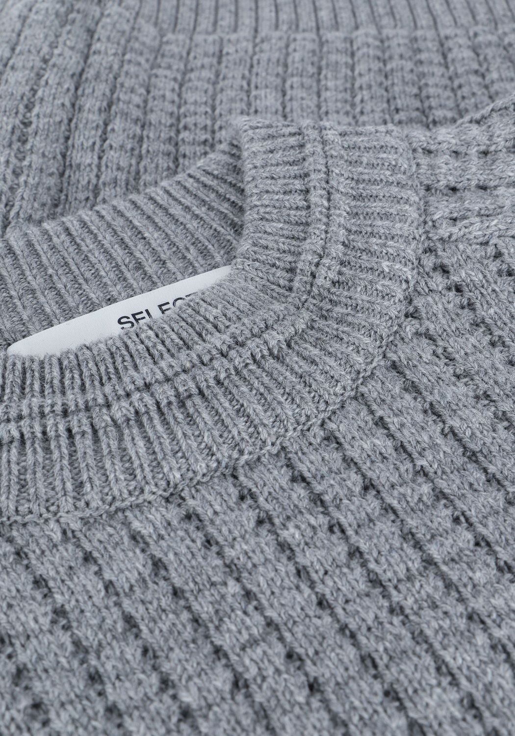 Grijze SELECTED MEN Trui SLHATLAS LS KNIT CREW NECK W - large