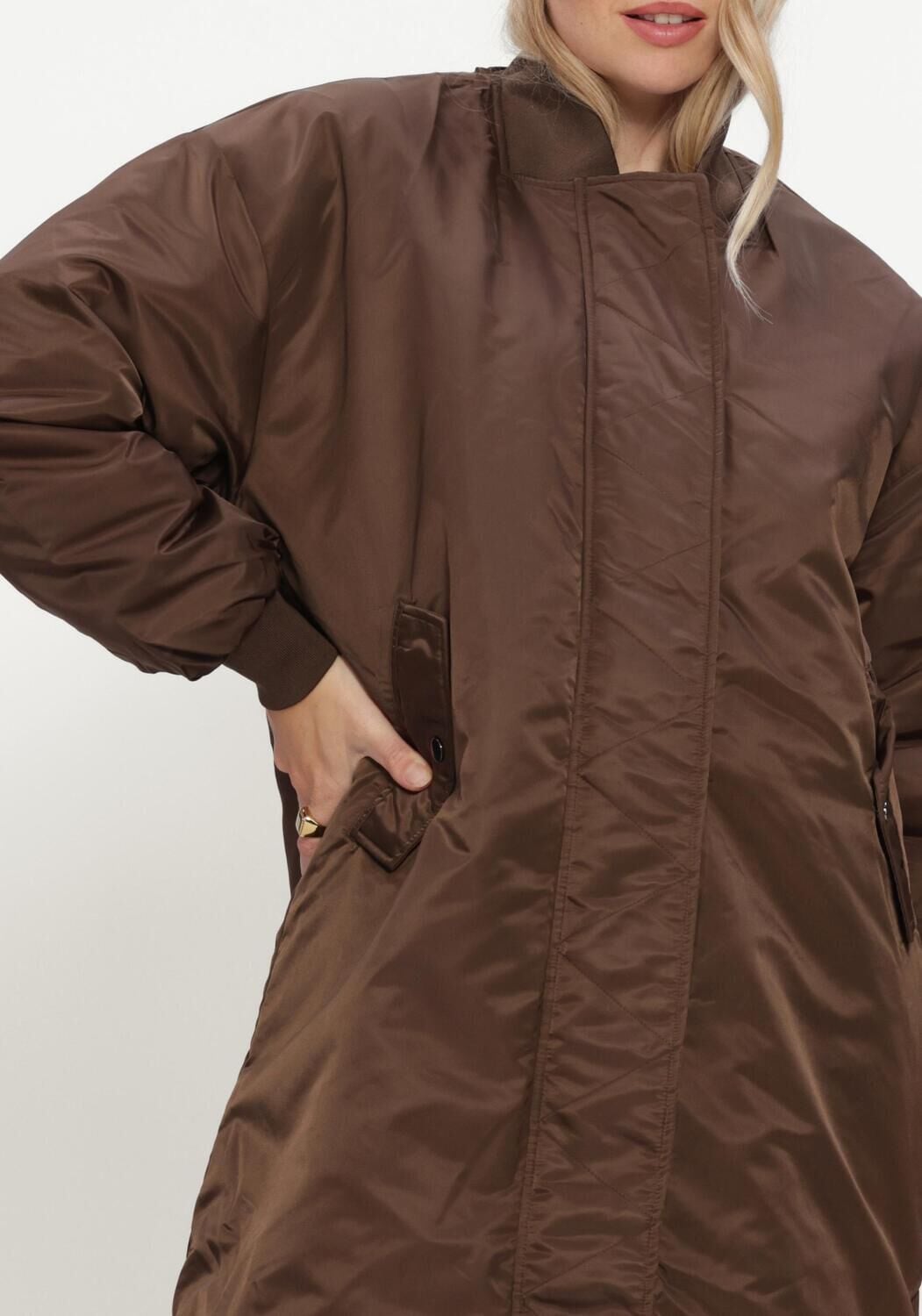 MY ESSENTIAL WARDROBE Dames Jassen Helgamw Reversable Long Jacket Bruin