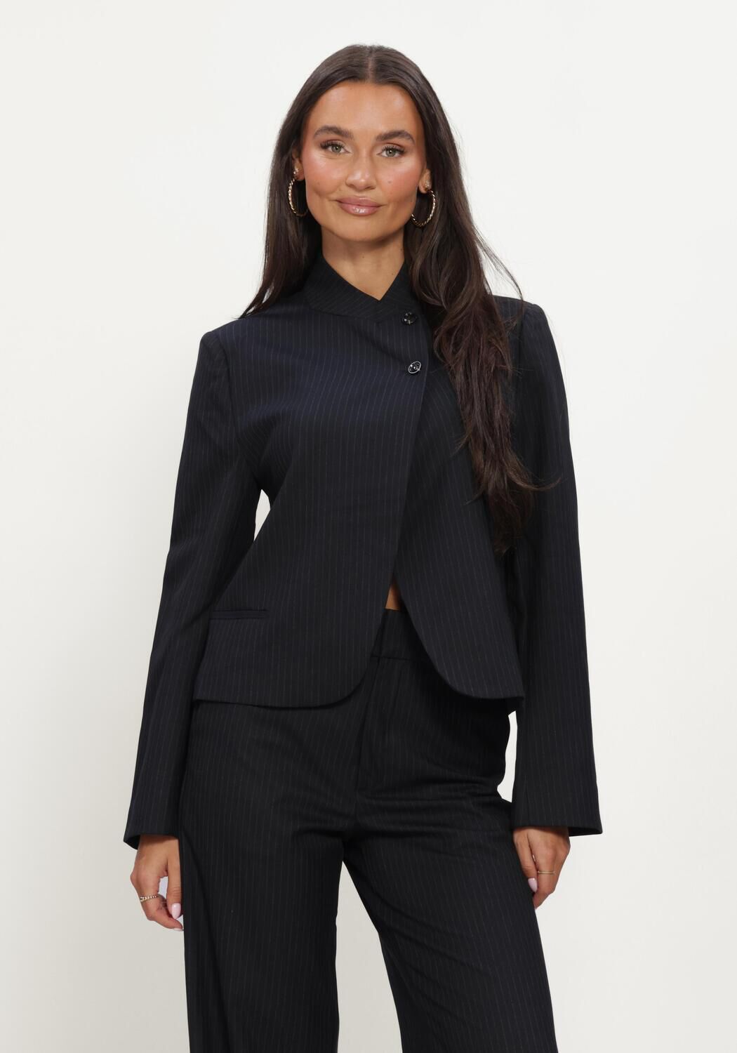 Donkerblauwe NEO NOIR Blazer TIRIA SLIM PINSTRIPE BLAZER - large