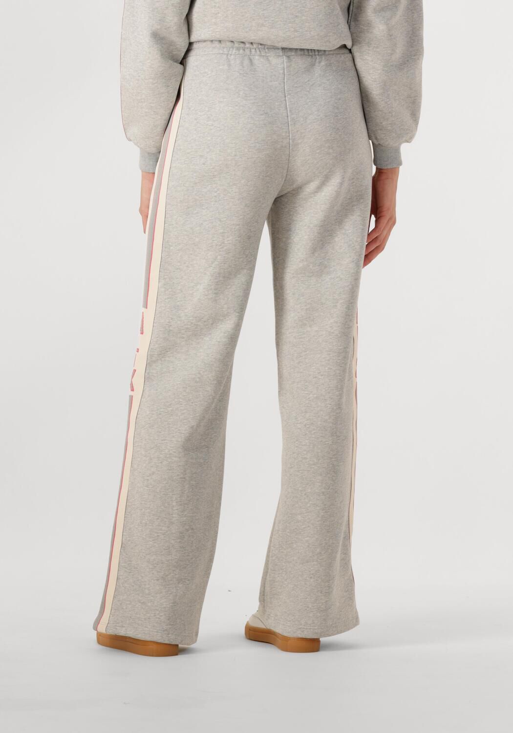 ALIX THE LABEL Dames Broeken Ladies Knitted Side Tape Wide Leg Sweat Pants Grijs