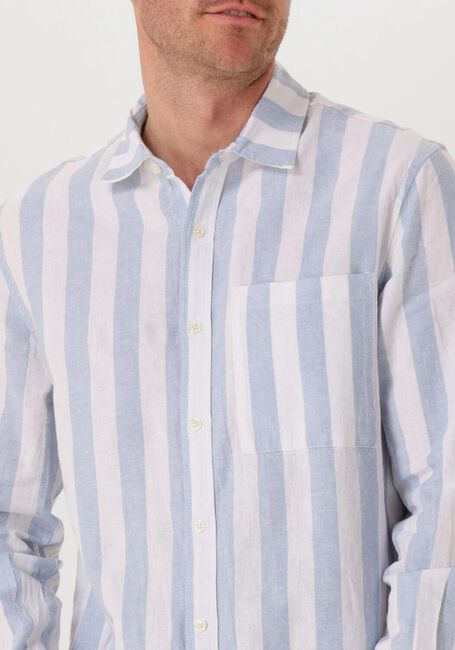Lichtblauwe SCOTCH & SODA Casual overhemd YARN-DYED LINEN BLEND STRIPED REGULAR FIT SHIRT - large