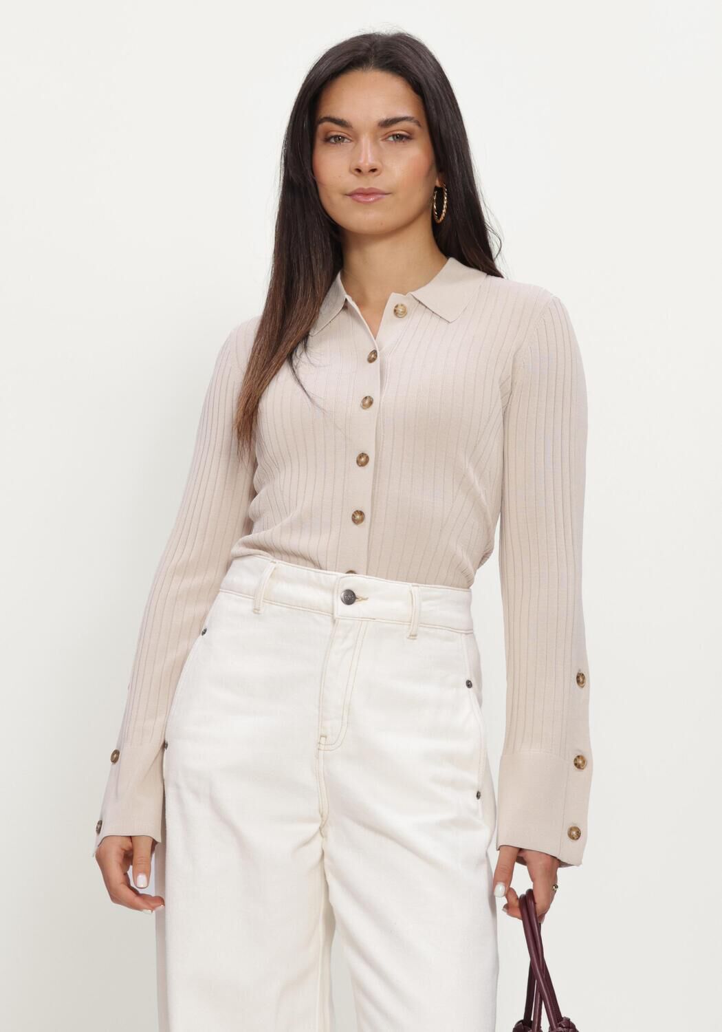 Beige SECOND FEMALE Vest JAKARTA KNIT COLLAR - large