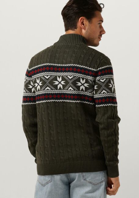 Donkergroene SELECTED MEN Coltrui SLHFLAKE LS KNIT CABLE HIGH NE - large