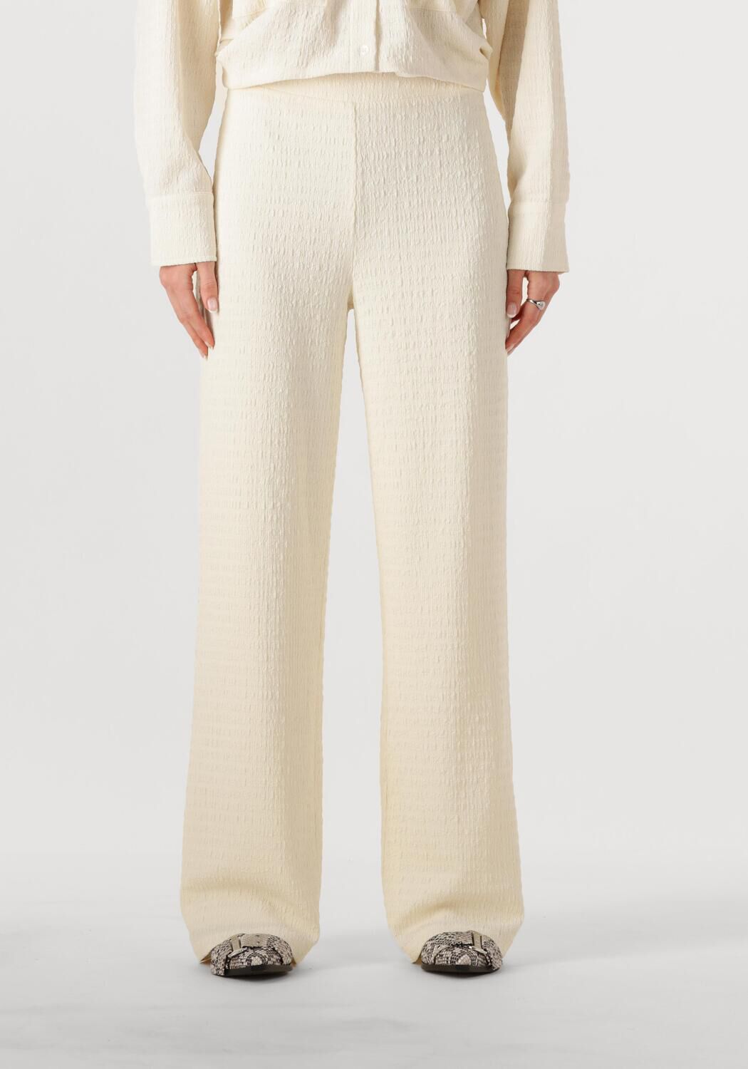 Refined Department wide leg regular waist broek beige