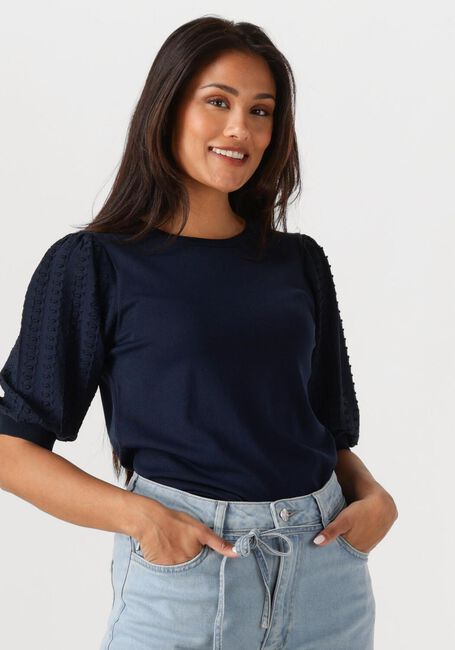 Blauwe JANSEN AMSTERDAM Top TANDA TOP K 136 SHORT PUFFED SLEEVE - large