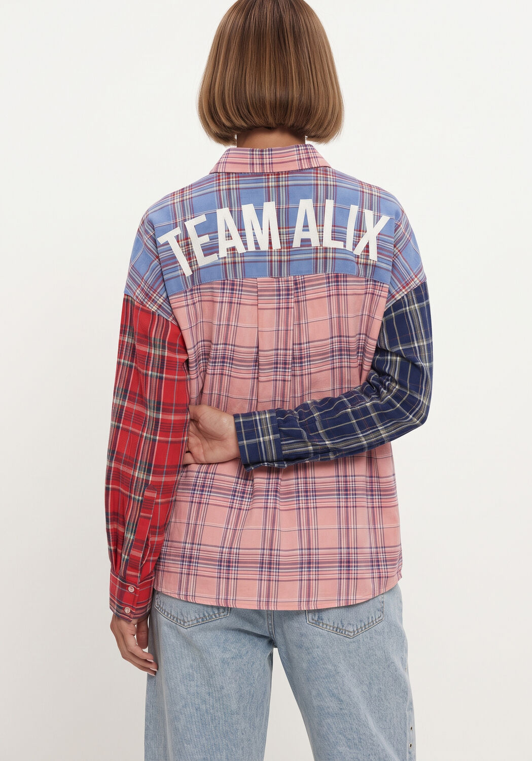 Multi ALIX THE LABEL Blouses LADIES WOVEN CHECK MIX BLOUSE - large
